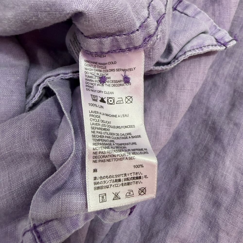 Tommy Bahama Relax 100% Linen Short Sleeve Shirt Men's Extra Large Purple Camp - Picture 5 of 9